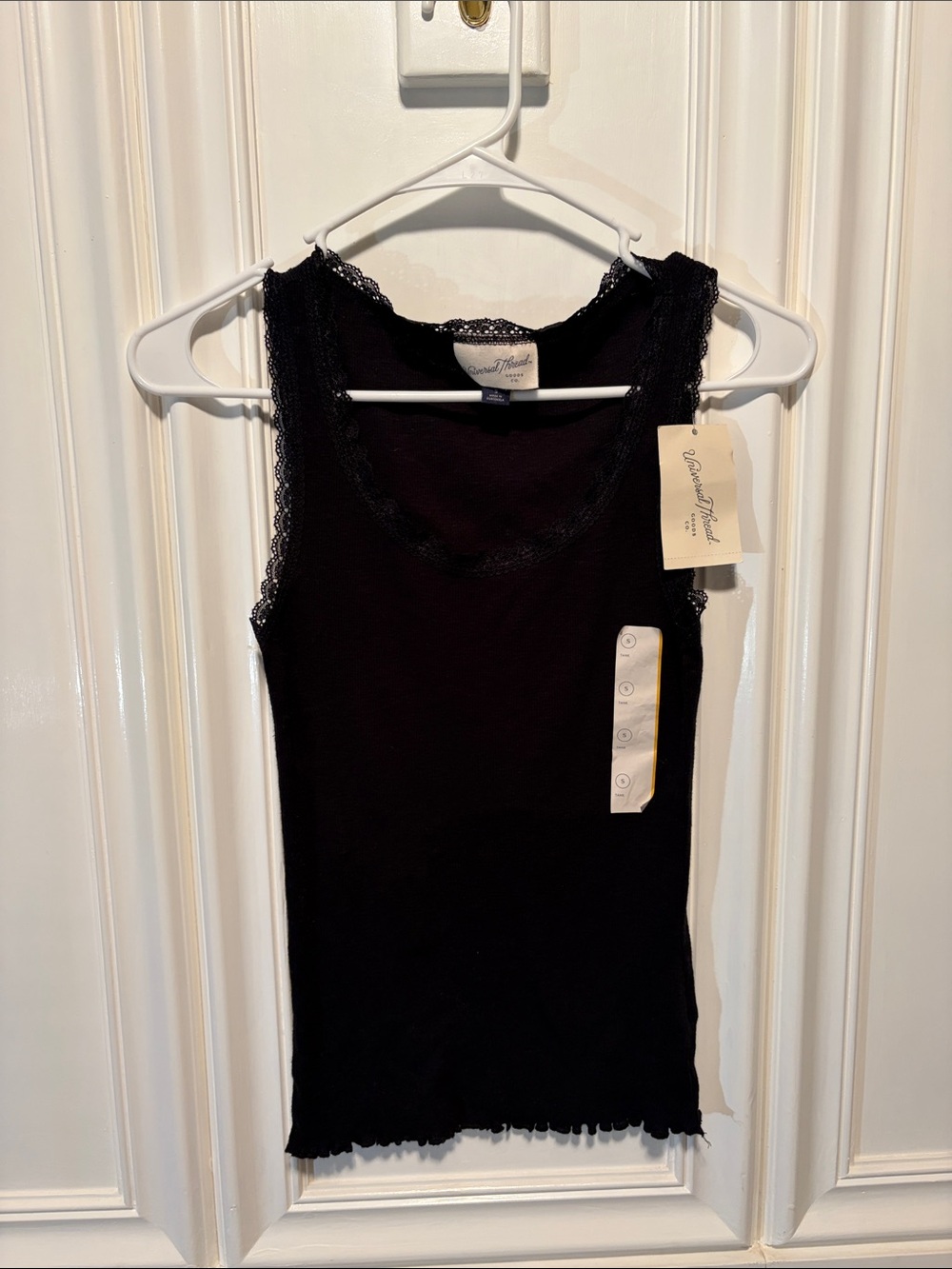 Universal Thread Black Lace-Trim Rib Tank